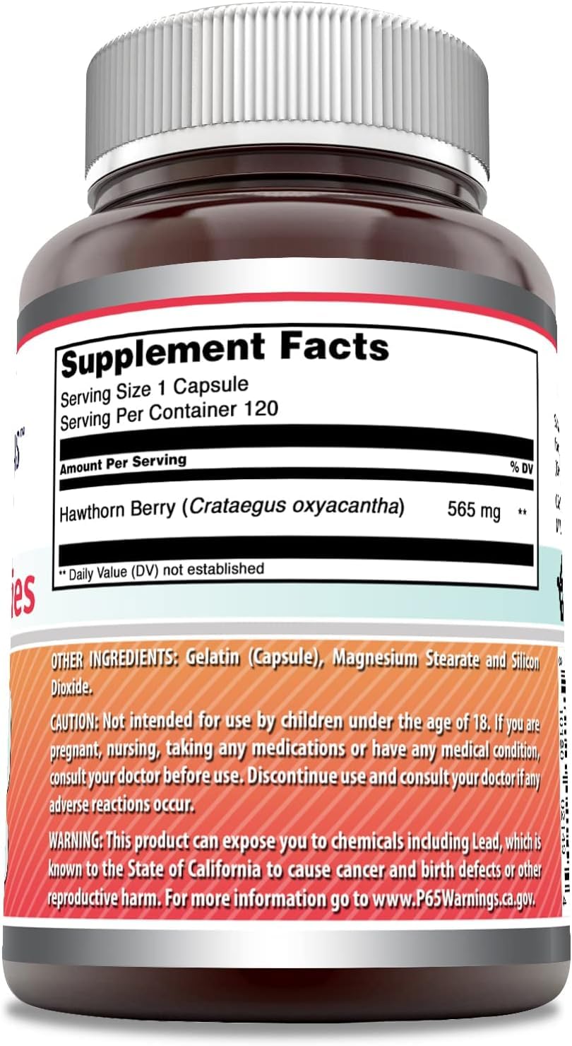 Amazing Formulas Hawthorn Berries 565 mg – 120 Capsules, 3 Pack, Made in USA