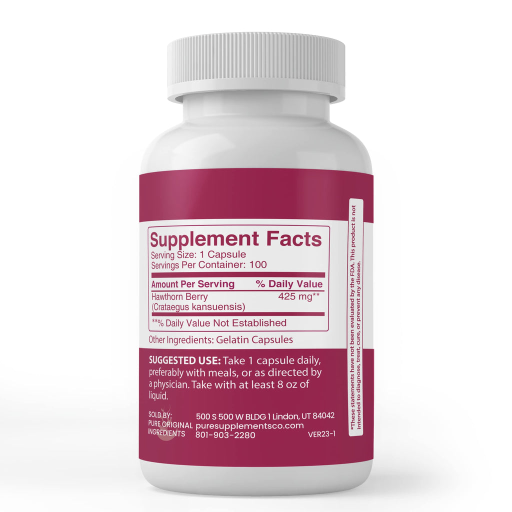 Hawthorn Berry 100 Capsules - Pure Original Ingredients, Lab Verified
