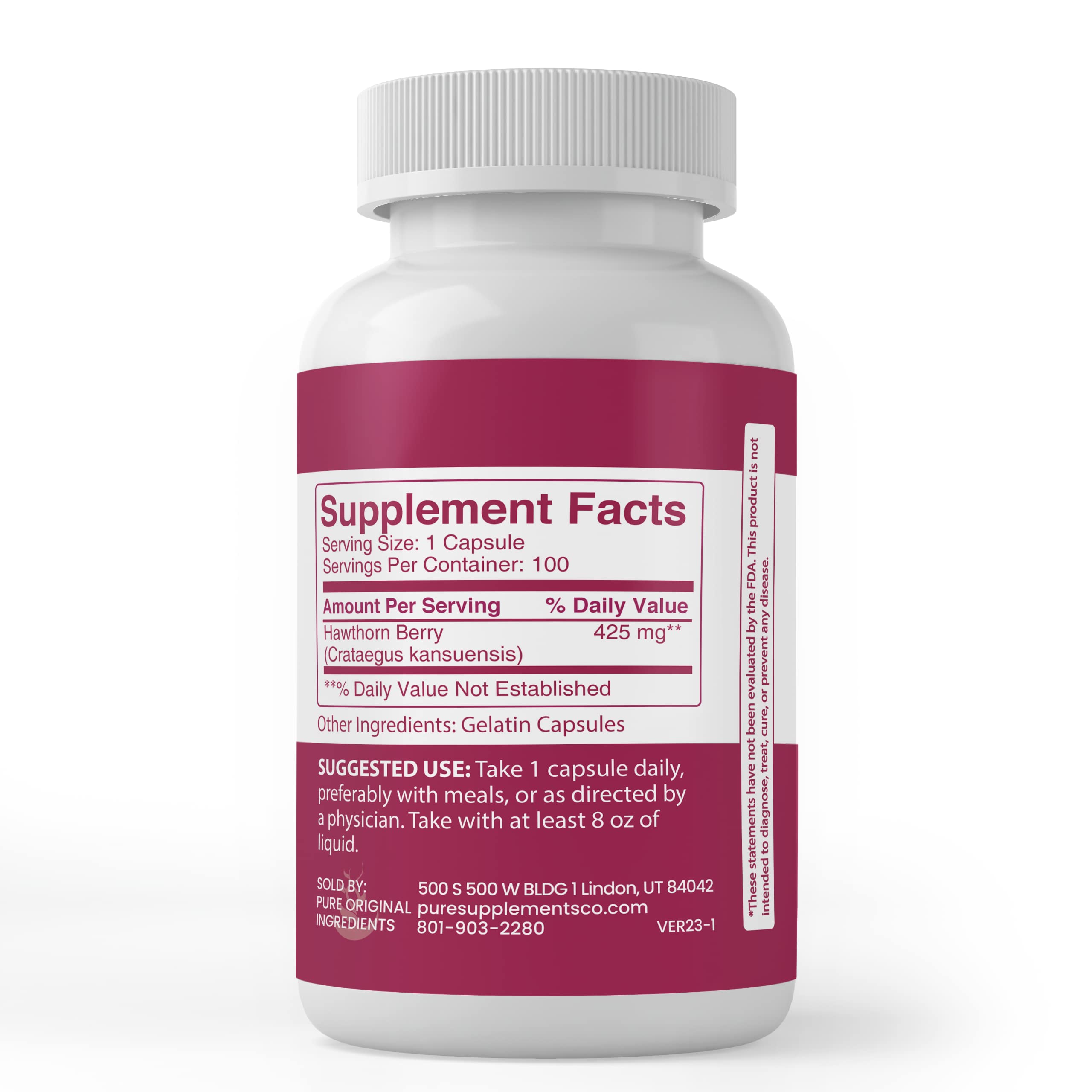 Hawthorn Berry 100 Capsules - Pure Original Ingredients, Lab Verified