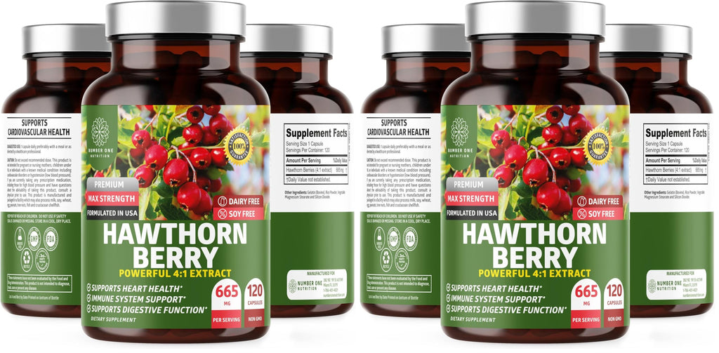 N1N Premium Hawthorn Berry Capsules – Max Strength 2660mg, 120 Caps (Pack of 2)