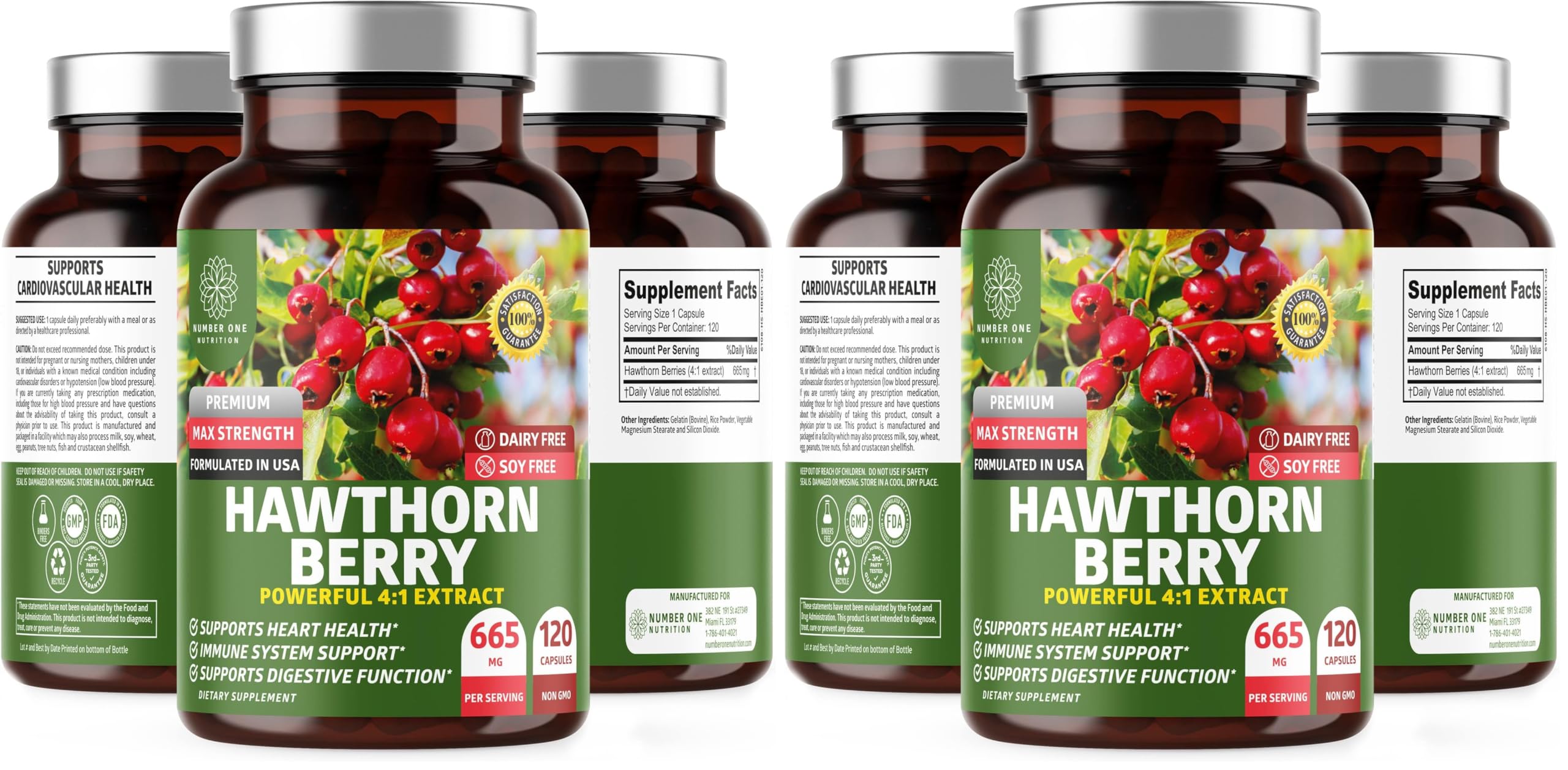N1N Premium Hawthorn Berry Capsules – Max Strength 2660mg, 120 Caps (Pack of 2)