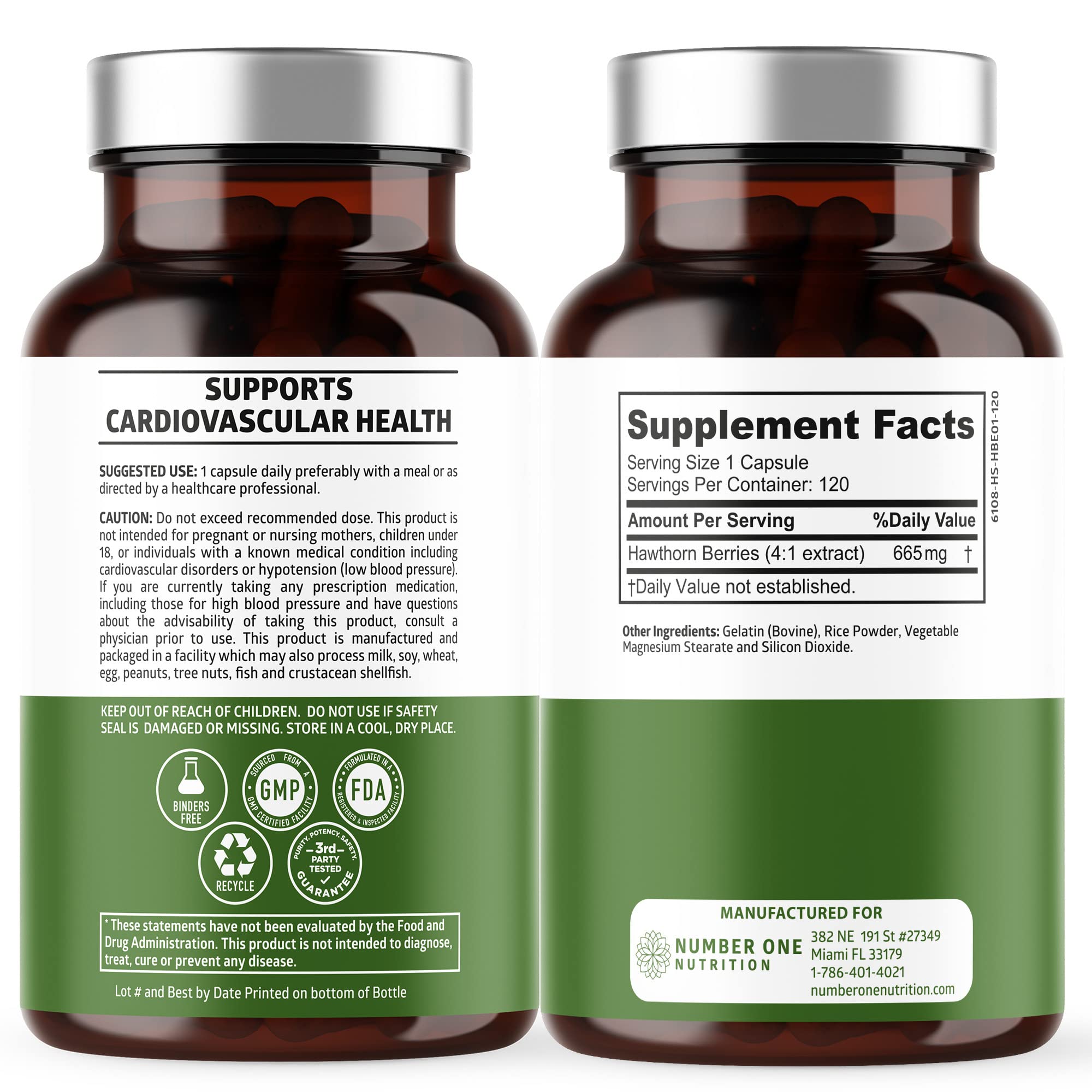 N1N Premium Hawthorn Berry Capsules – Max Strength 2660mg, 120 Caps (Pack of 2)