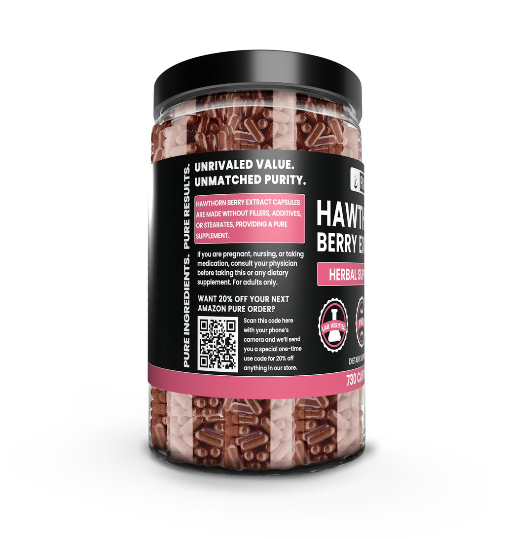 Pure Original Ingredients Hawthorn Berry Extract (730 Capsules) Pure & Natural, No Additives Or Fillers