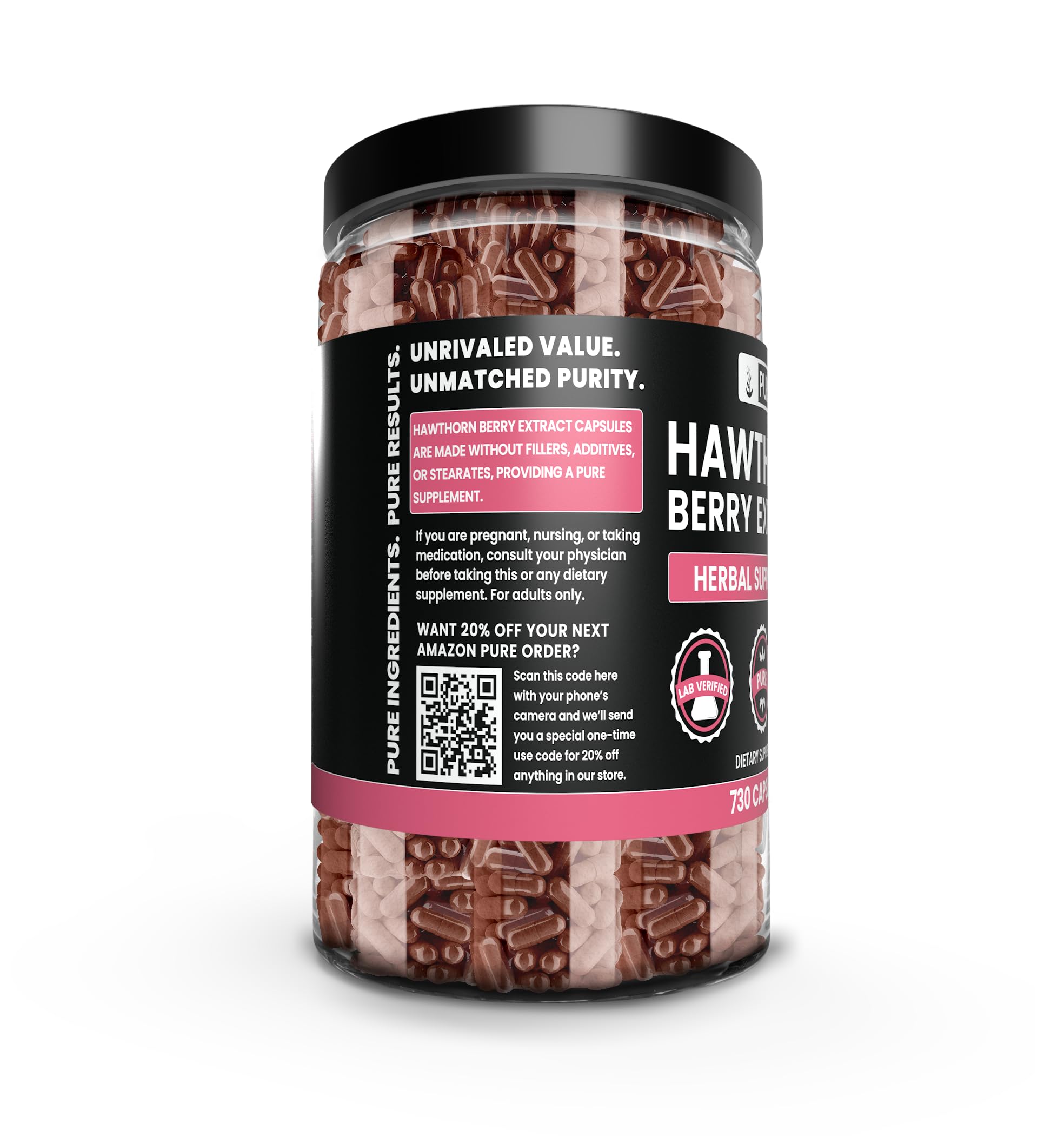 Pure Original Ingredients Hawthorn Berry Extract (730 Capsules) Pure & Natural, No Additives Or Fillers