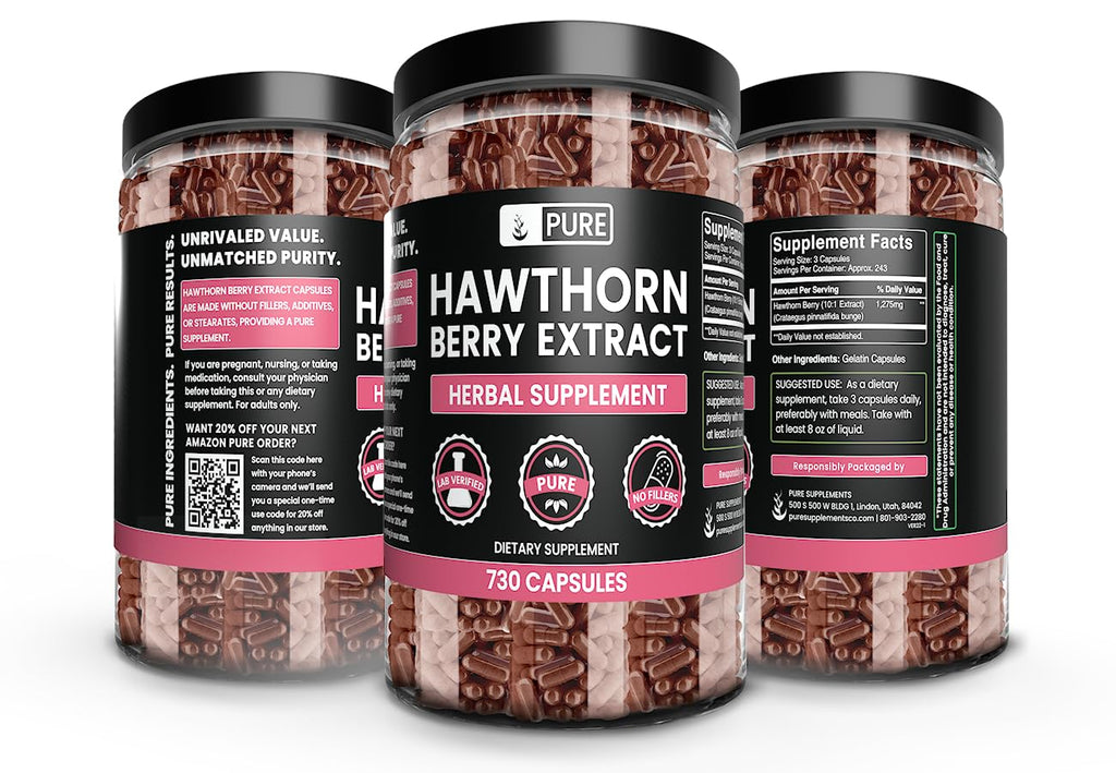 Pure Original Ingredients Hawthorn Berry Extract (730 Capsules) Pure & Natural, No Additives Or Fillers