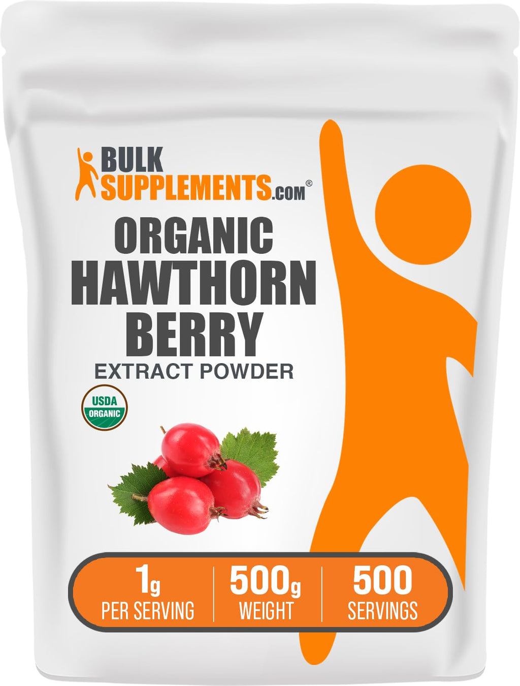 Hawthorn Berry Extract Powder – Organic, Gluten Free (500g) | BulkSupplements