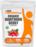 Organic Hawthorn Berry Powder - Vegan & Gluten Free, 500g (1g/Serving)