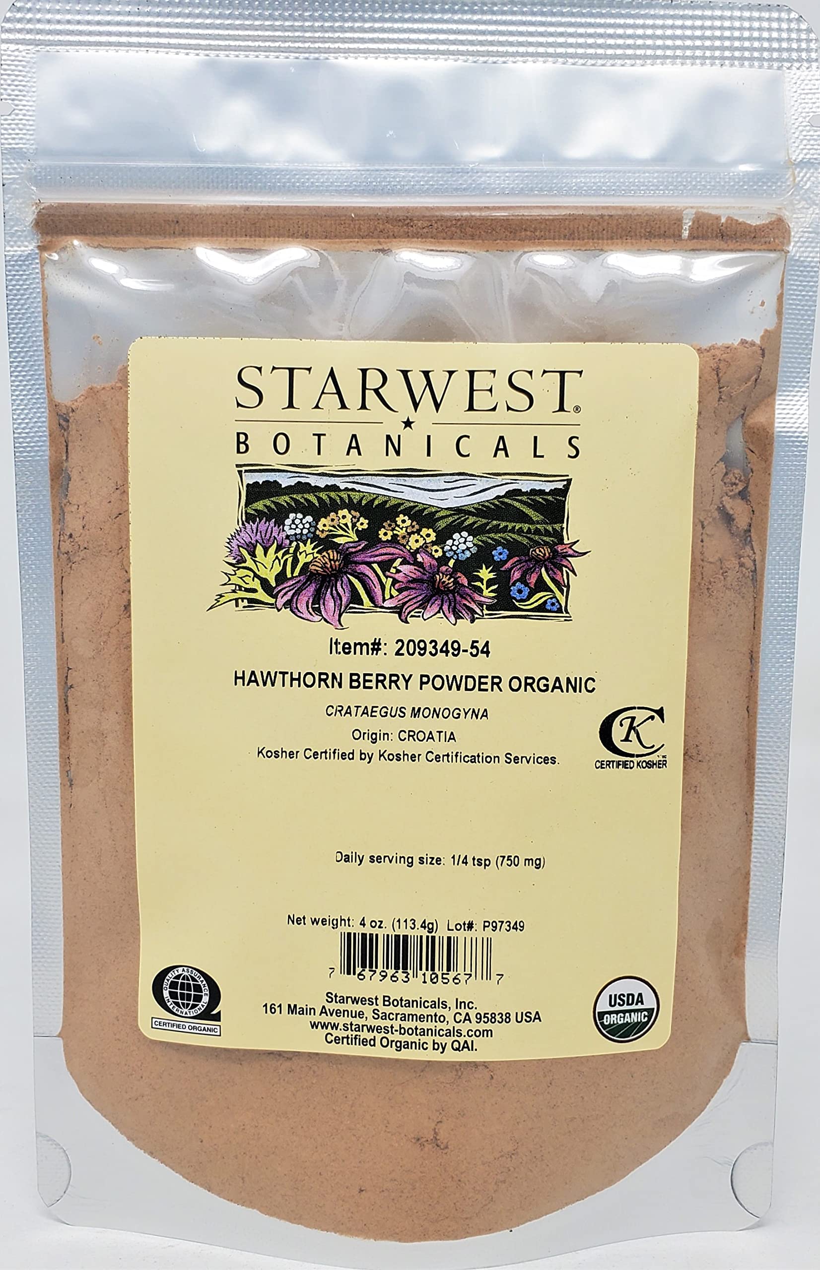 Hawthorn Berry Pwd Org - 4 Oz,(Starwest Botanicals) - Organic Powder