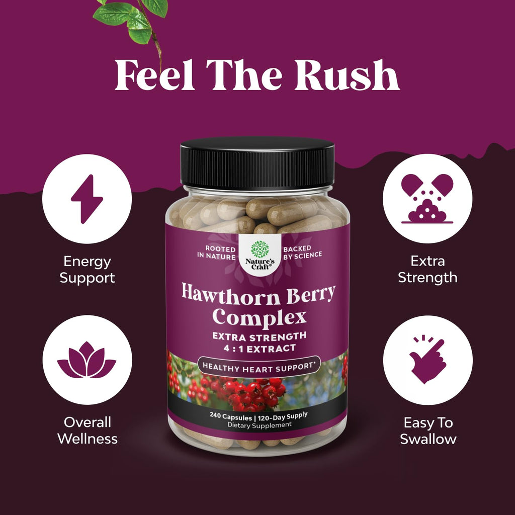 High Strength Hawthorn Berry Capsules 4-1 – Heart Health & Digestion (240 Count)