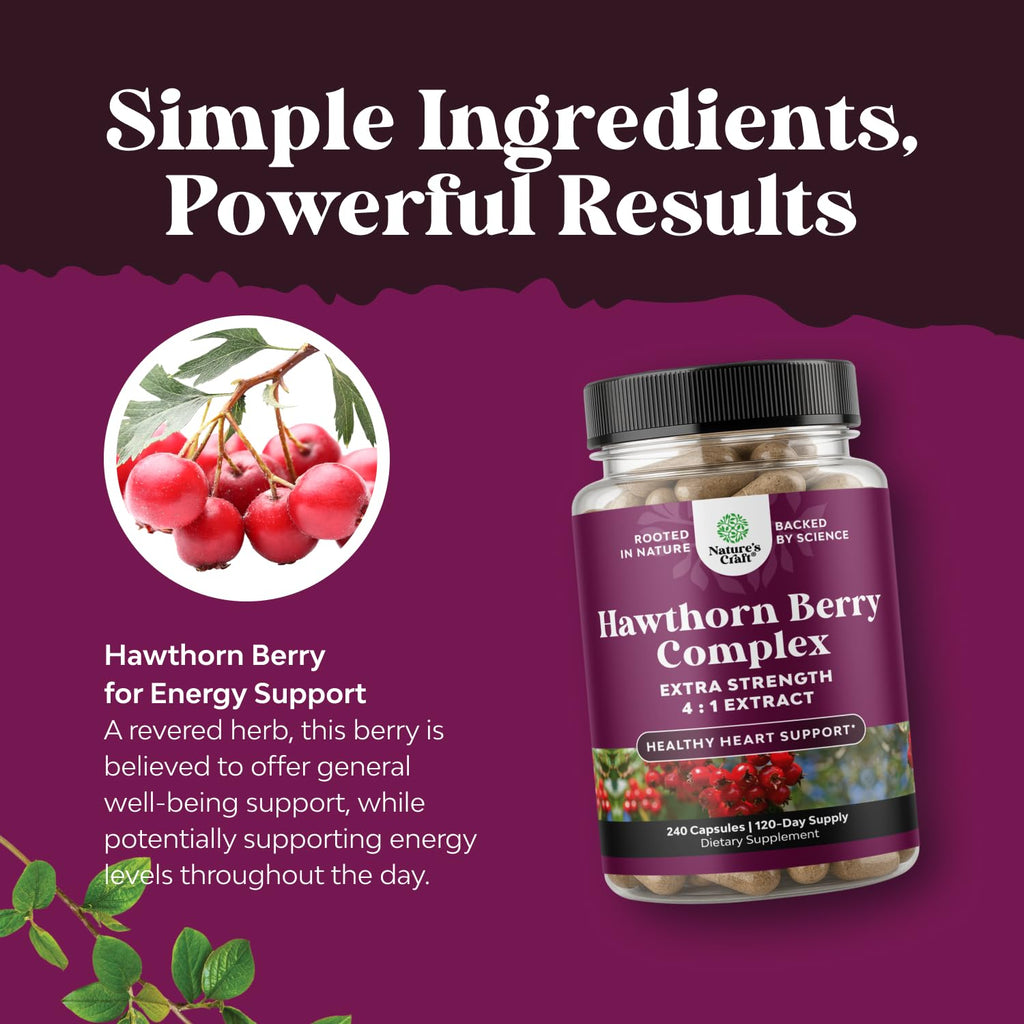 High Strength Hawthorn Berry Capsules 4-1 – Heart Health & Digestion (240 Count)
