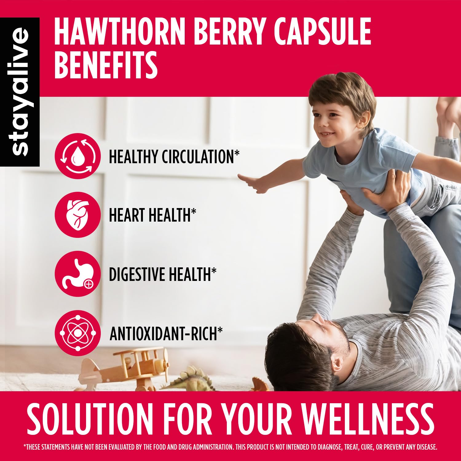 STAY ALIVE Hawthorn Berry Capsules 20:1 Extract – 6-in-1 Antioxidant, 120 Vegan Pills