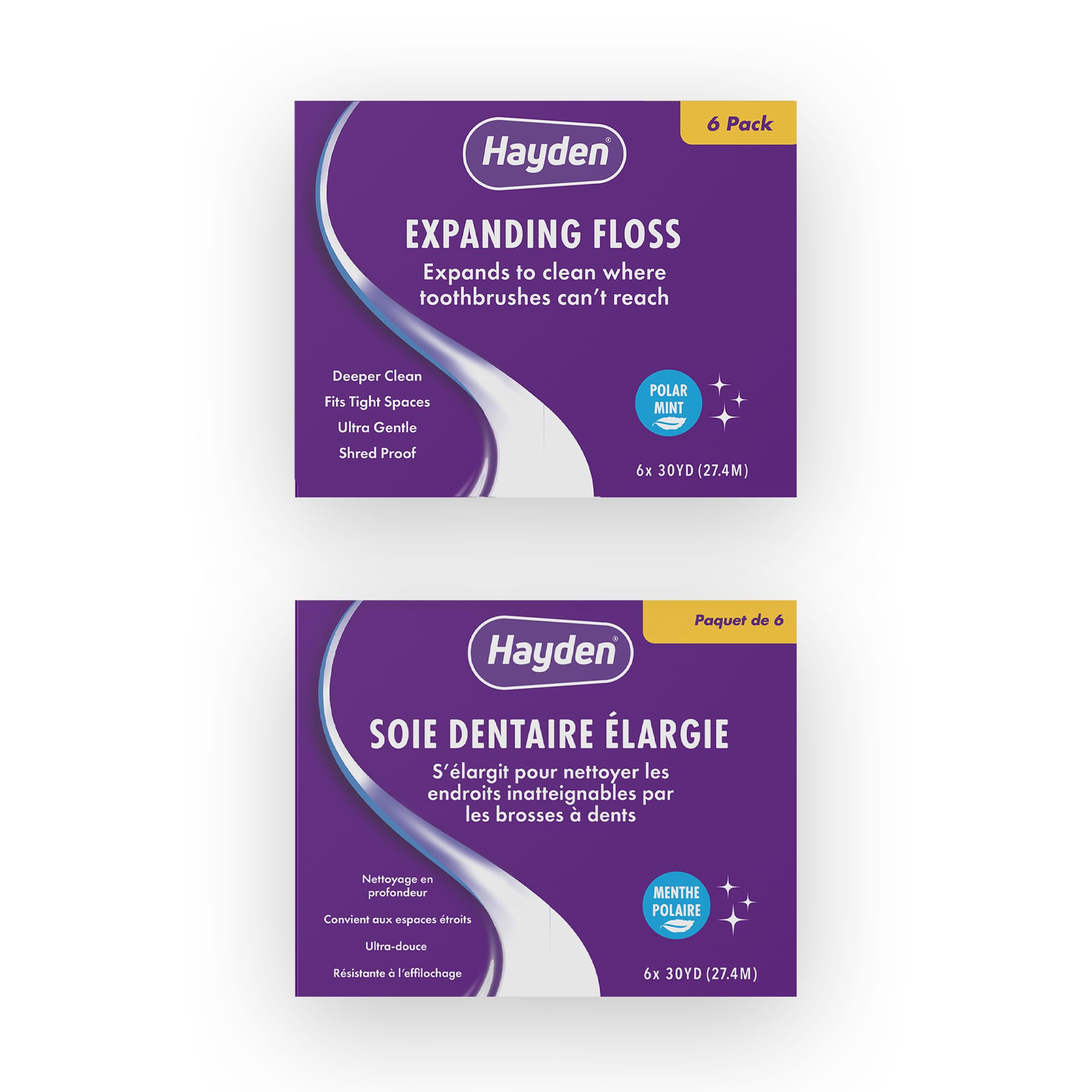 Hayden Expanding Dental Floss – Polar Mint, 6-Pack, Anti-Tartar