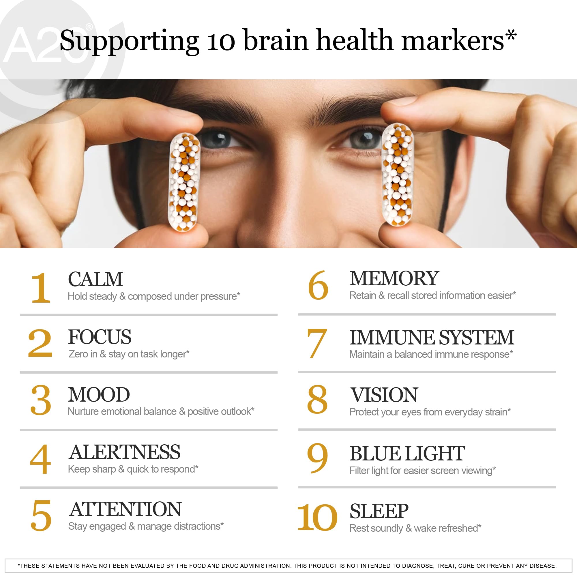 HCF A20 Microbead Brain Health Supplement | 20 Nootropics & 7 Advances
