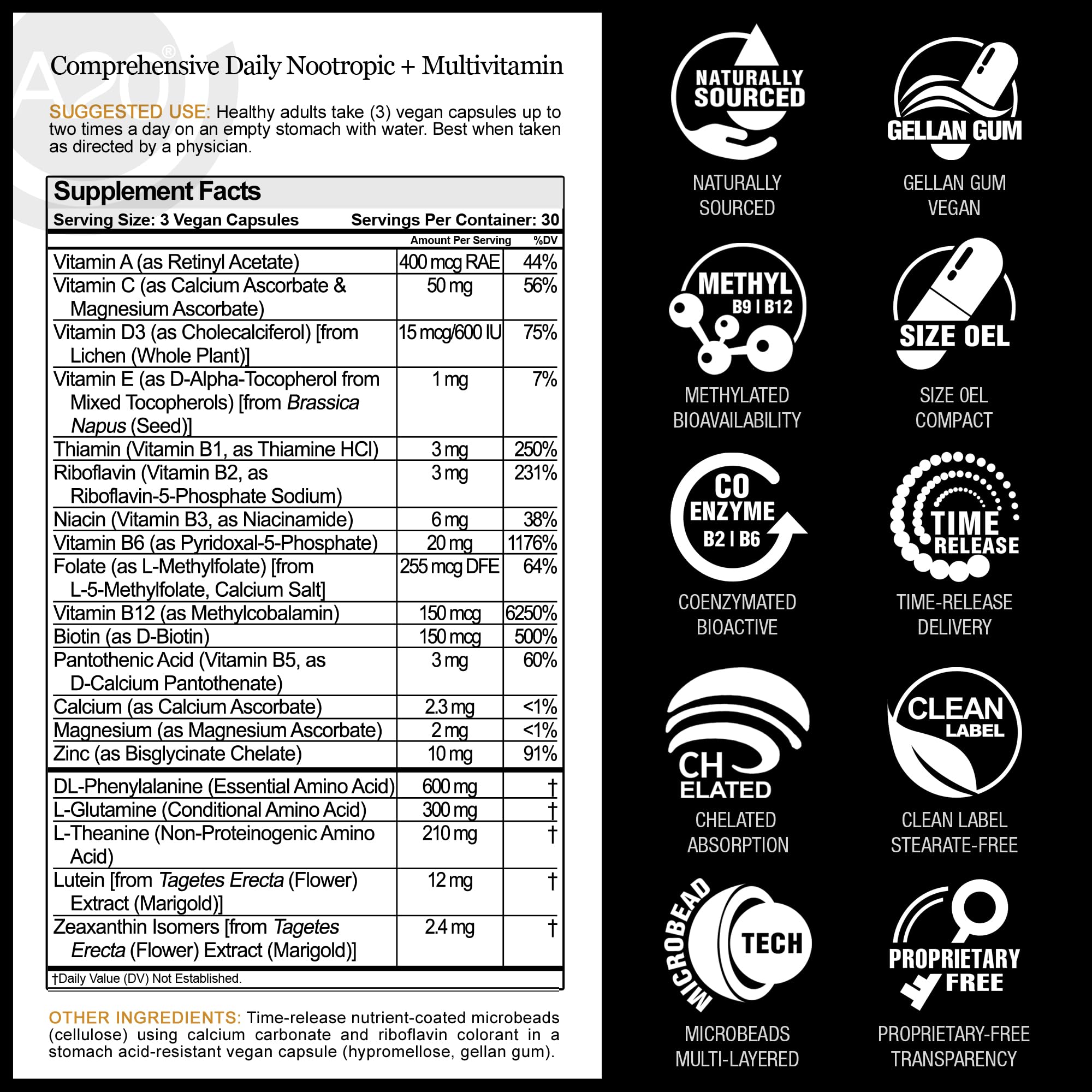 HCF A20 Microbead Brain Health Supplement | 20 Nootropics & 7 Advances