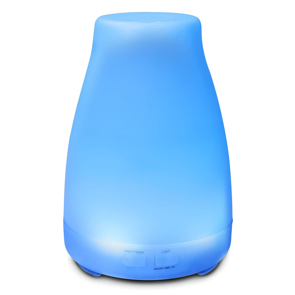 HDE Essential Oil Diffuser Aromatherapy – 7 Color LED, Auto-Off, Portable Humidifier (White)