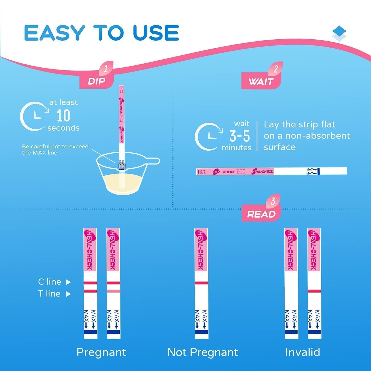 HEAL-CHECK Pregnancy Tests with Cup – Bulk 25 Count, 99% Accuracy