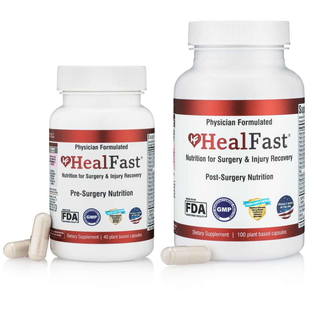 HealFast Complete Surgery & Injury Recovery Supplement – Pre/Post Op Vitamins, Bromelain, Quercetin & Probiotics