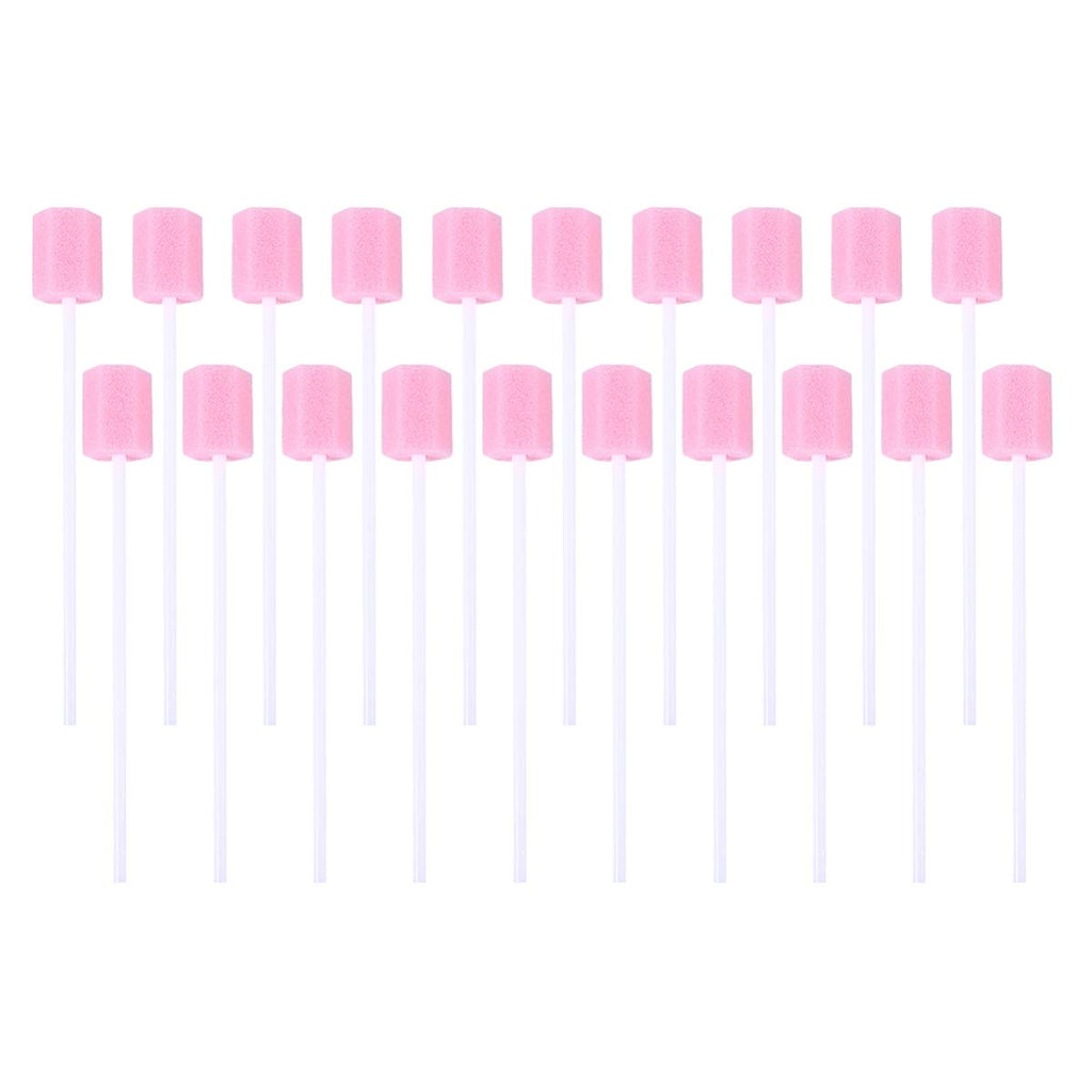 Healifty 200Pcs Disposable Oral Swabs - Pink Mouth Cleaning Sponge for Oral Care
