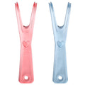 Healifty Dental Floss Holder - 2 Pack Reusable Floss Handles (Pink/Blue)