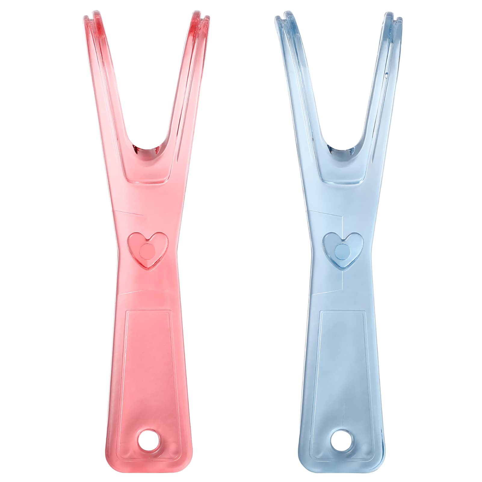 Healifty Dental Floss Holder - 2 Pack Reusable Floss Handles (Pink/Blue)
