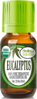 Healing Solutions Organic Eucalyptus Essential Oil (10ml) – USDA Organic, Pure & Undiluted