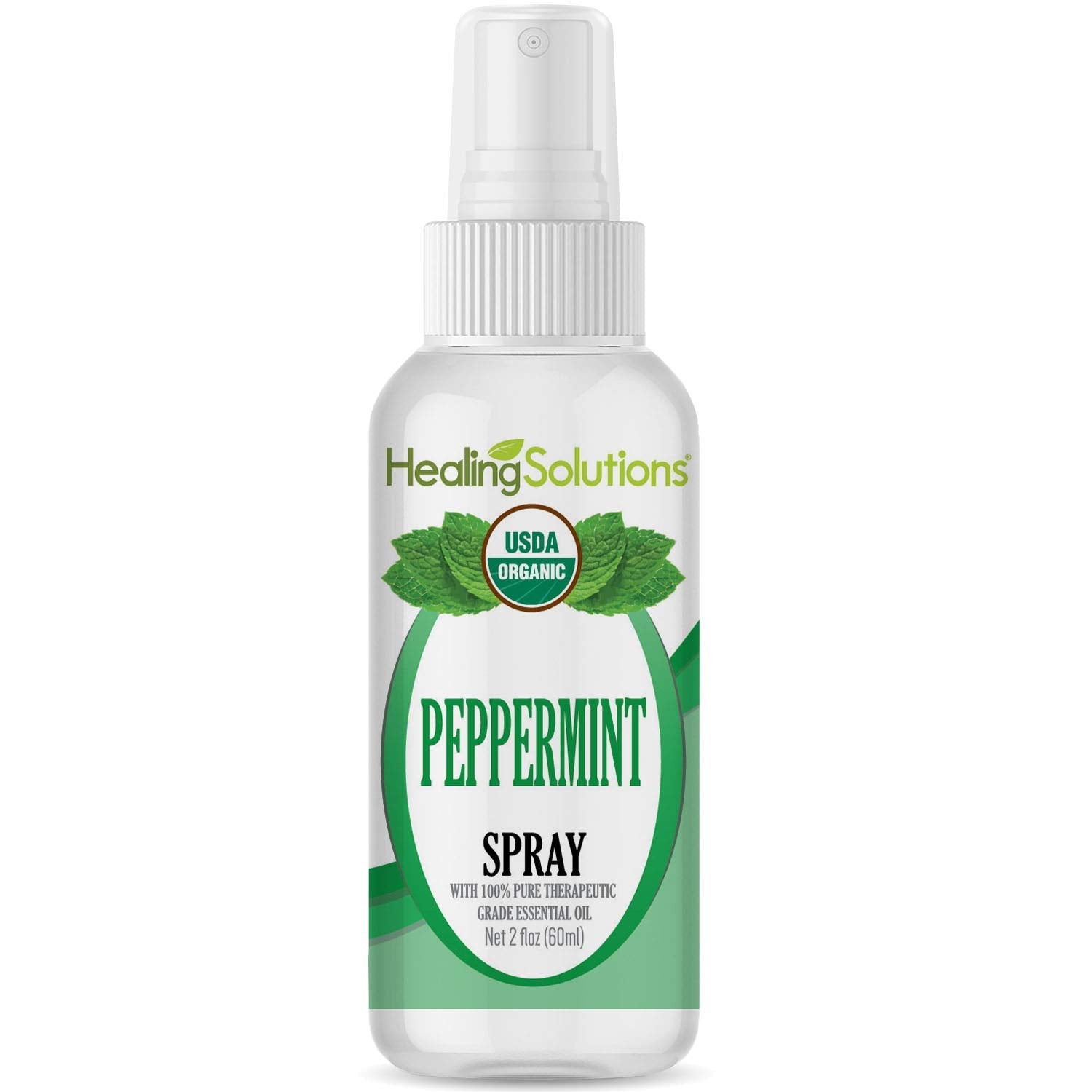 Healing Solutions Organic Peppermint Spray – 2 oz | USDA Organic Essential Oil Mist
