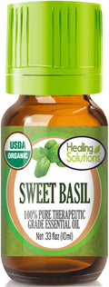 Healing Solutions Sweet Basil Essential Oil 10ml – Organic & Pure