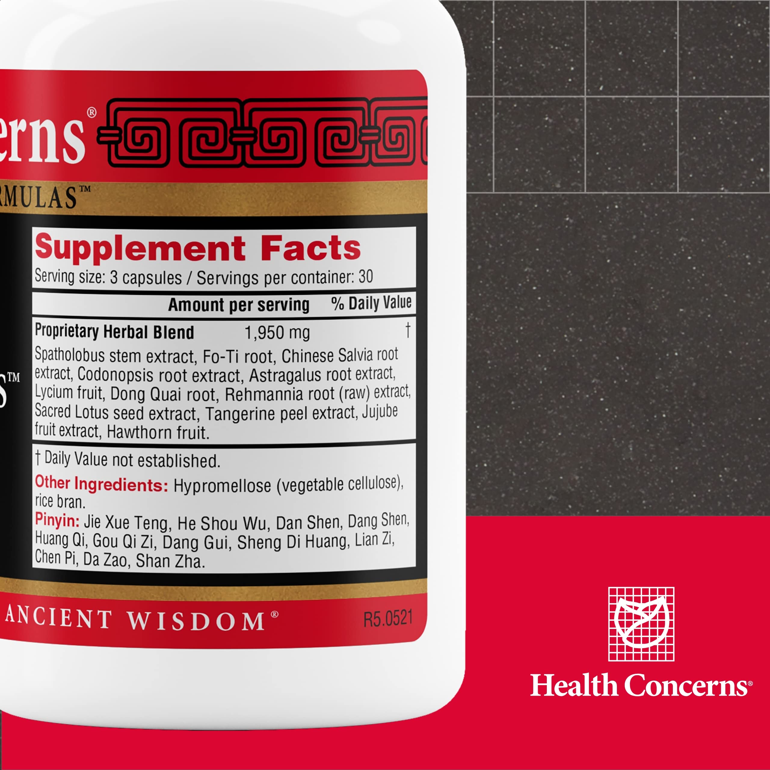Health Concerns Marrow Plus – Bone Marrow & Blood Generation Herbal Supplement with Astragus, Salvia & Tangerine Extracts (Anemia & Circulation) – 90 Capsules