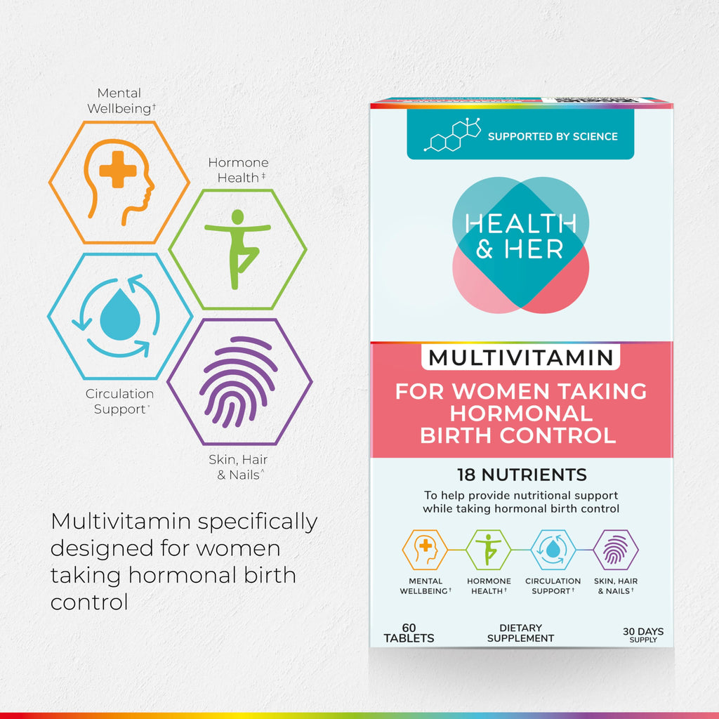 Health & Her Multivitamin for Women on Birth Control – Vegan & Gluten Free (60 Tablets)
