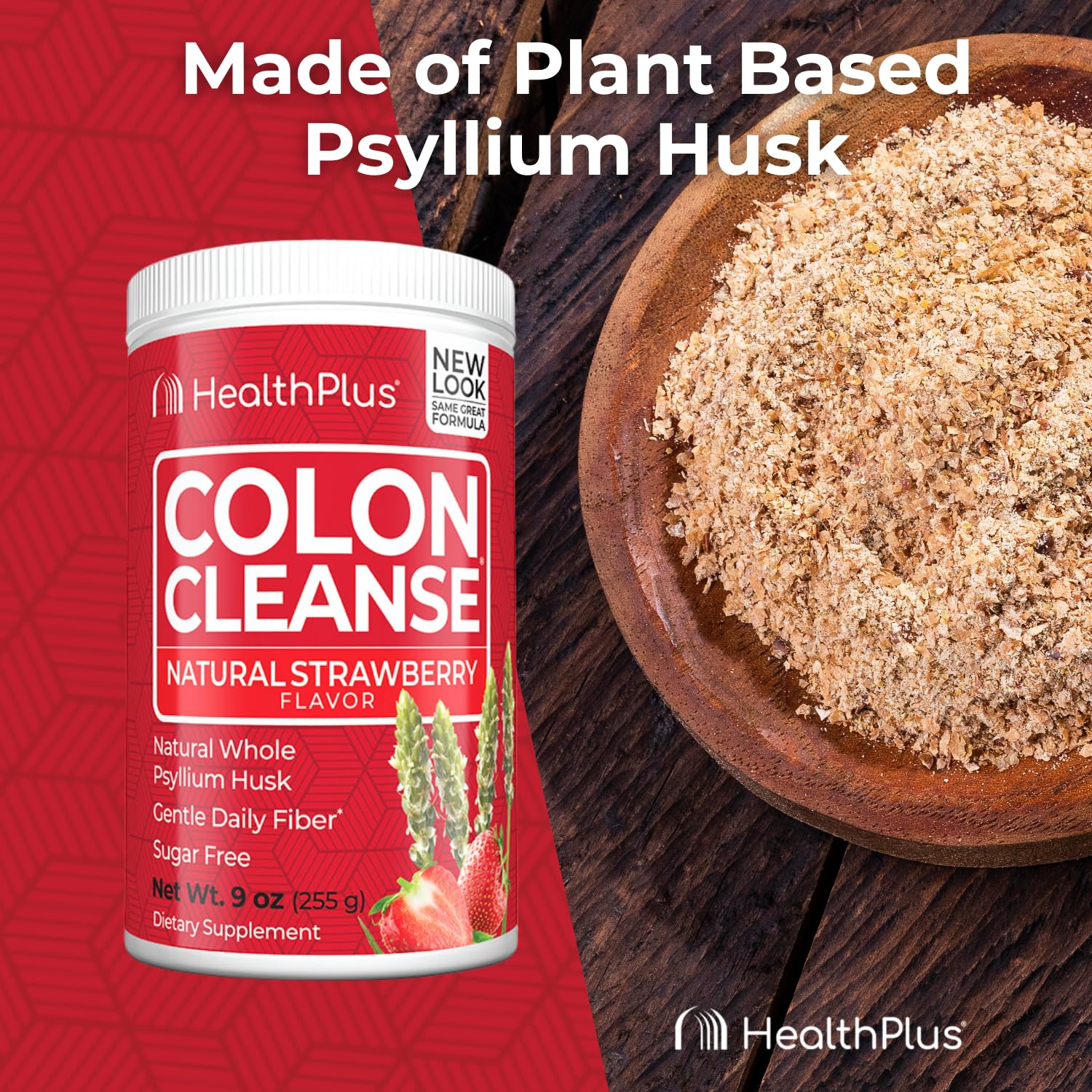 Health Plus Colon Cleanse - Psyllium Husk, Strawberry, 9 oz, 36 Servings