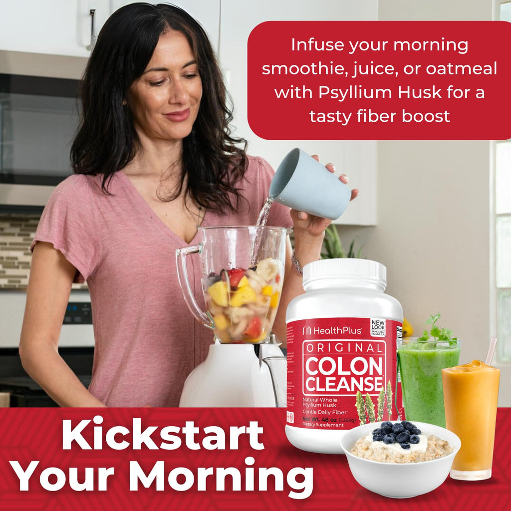 Health Plus Colon Cleanse Digestive Support - All-Natural Daily Fiber for Regularity & Bloating Reduction | Heart Health | 48 oz, 194 Servings