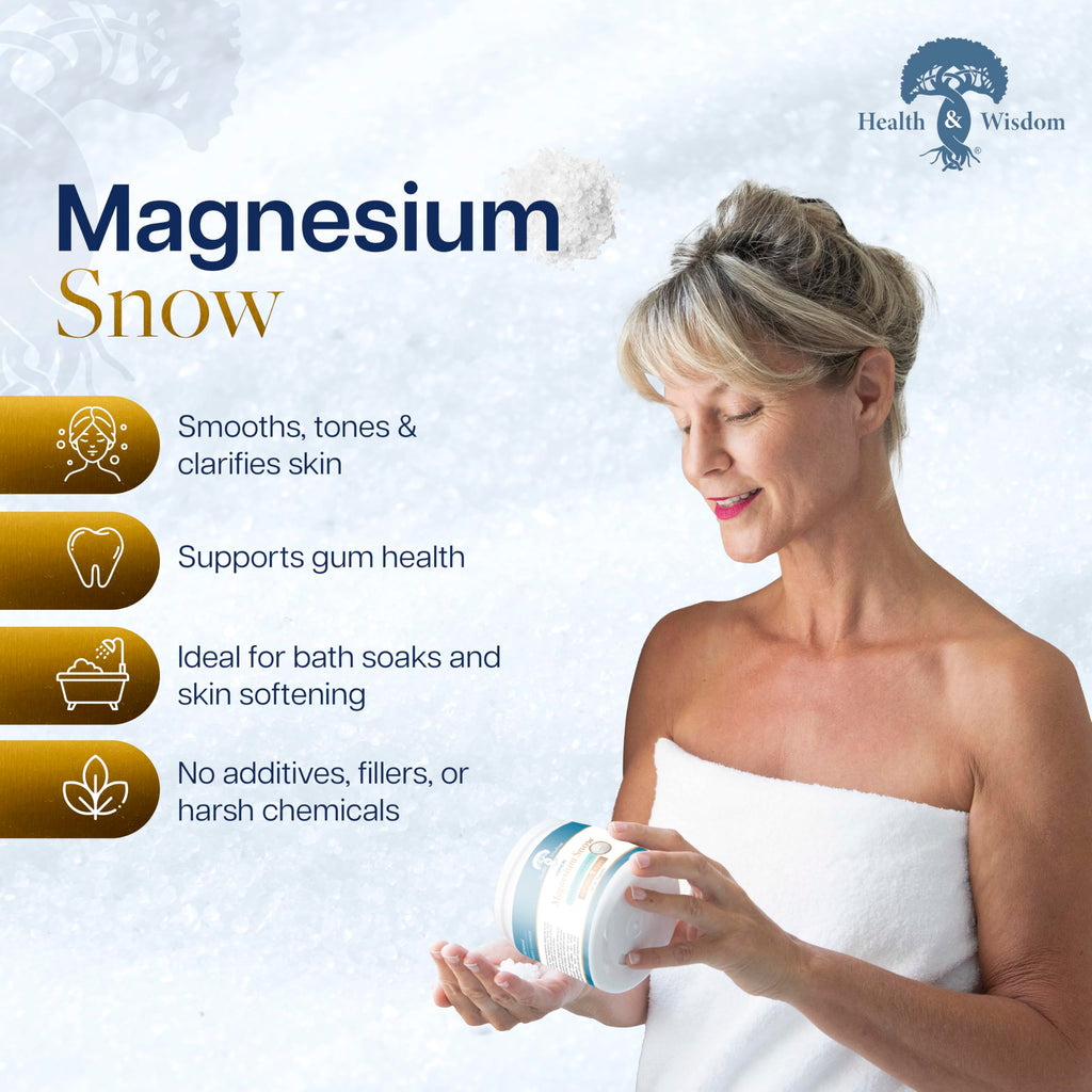 Health and Wisdom Magnesium Snow - Fine Magnesium Carbonate Powder for Skin & Oral Care | 2.65 oz
