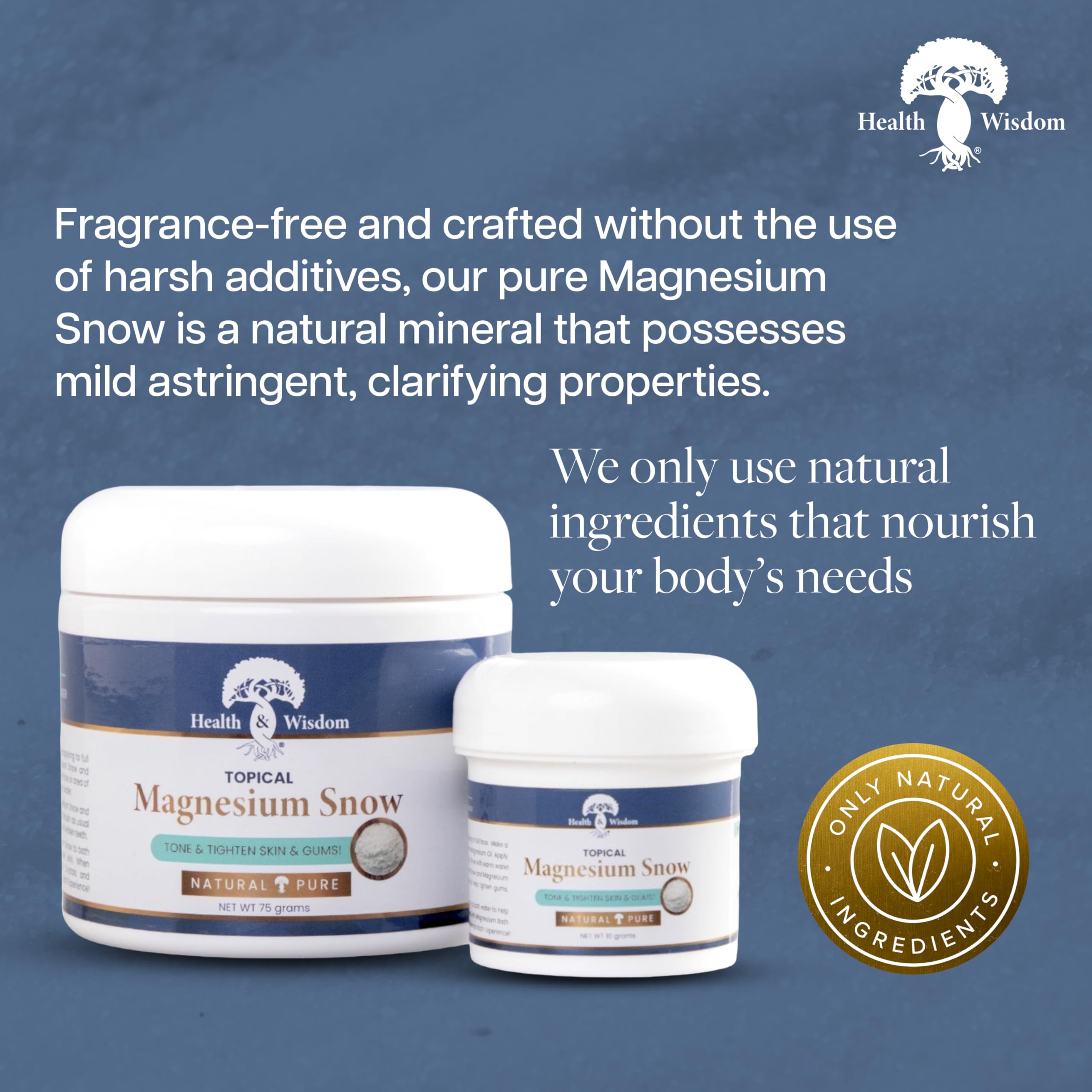 Health and Wisdom Magnesium Snow - Fine Magnesium Carbonate Powder for Skin & Oral Care | 2.65 oz
