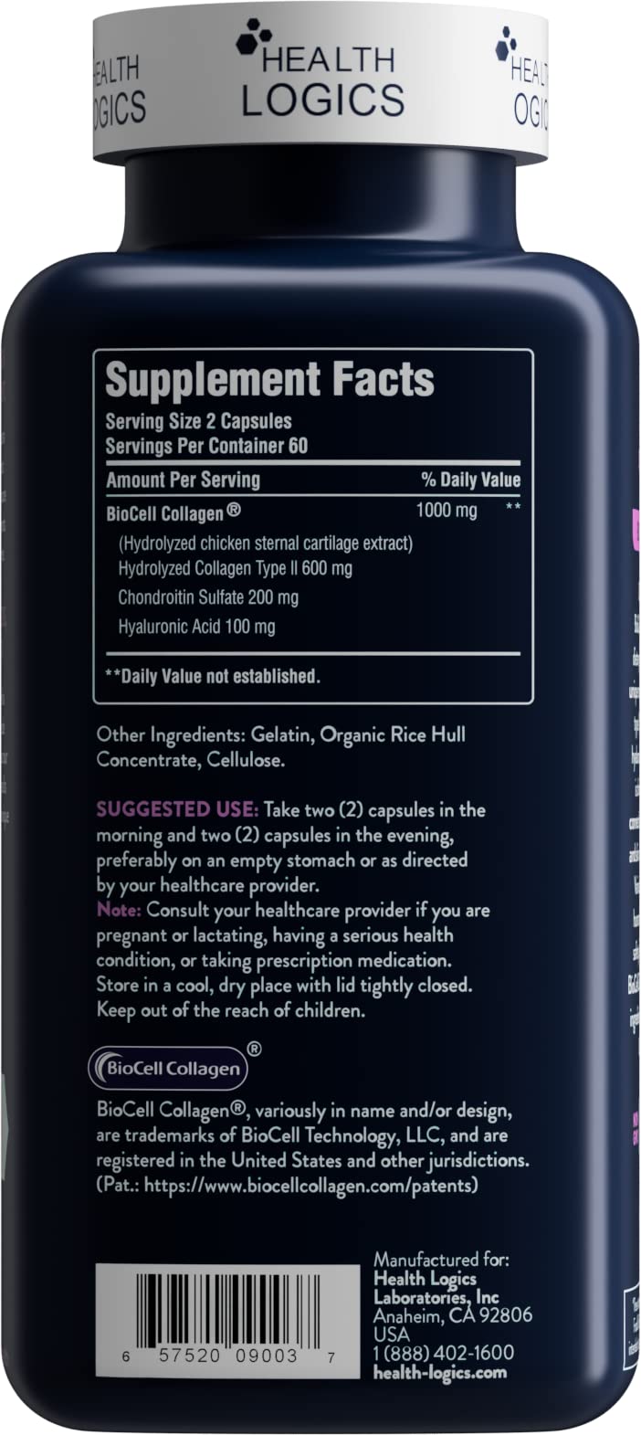 Health Logics BioCell Collagen - Joint & Skin Care, 120 Capsules