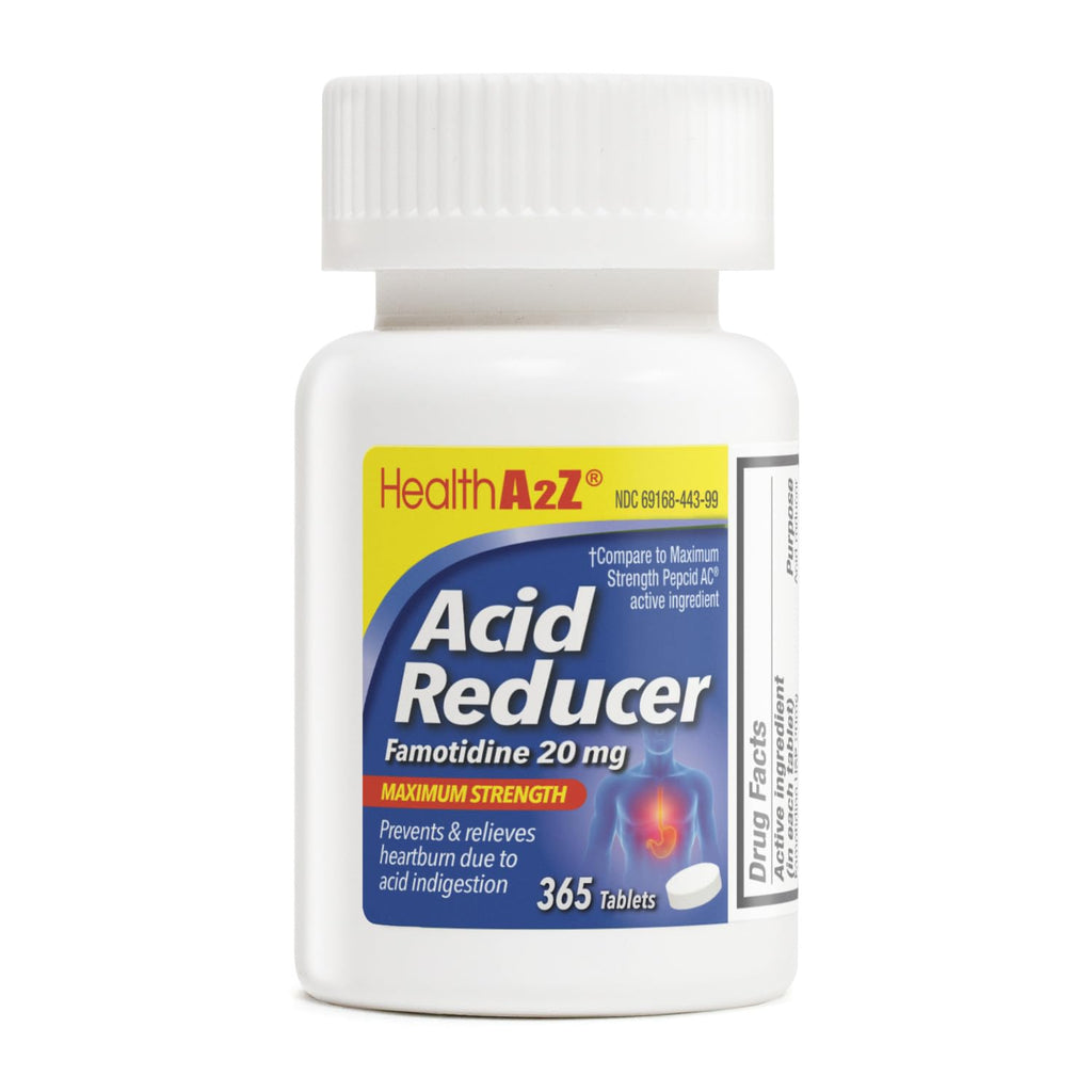 HealthA2Z Acid Reducer (Famotidine 20 mg) – Maximum Strength Heartburn Relief | 365 Tablets