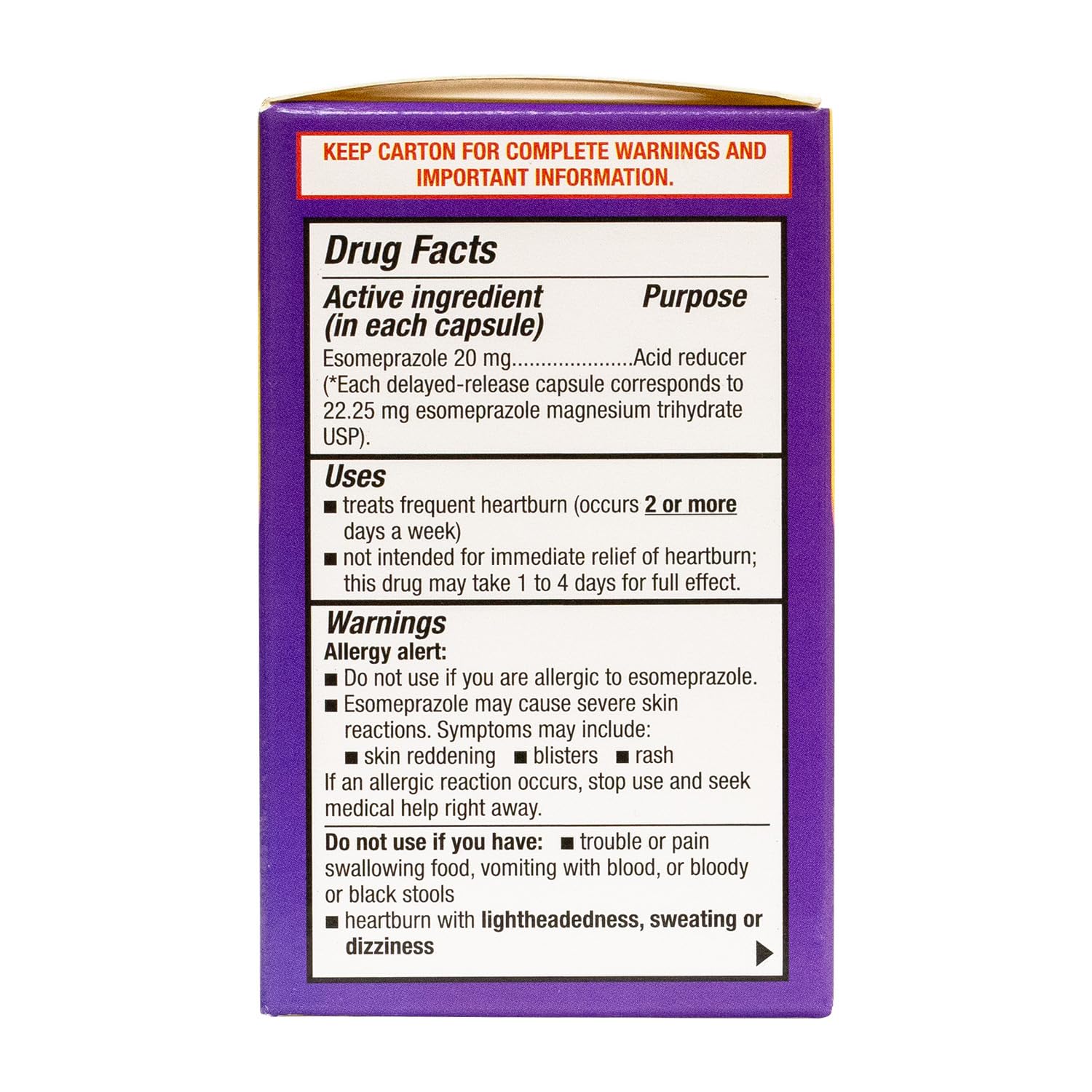 HealthA2Z Esomeprazole Magnesium 20mg | 24-Hour Heartburn Relief | 42 Count