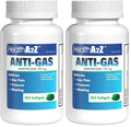 HealthA2Z Gas Relief Simethicone 125mg | Fast Gas Relief, Anti Flatulence | 365 Count (Pack of 2)