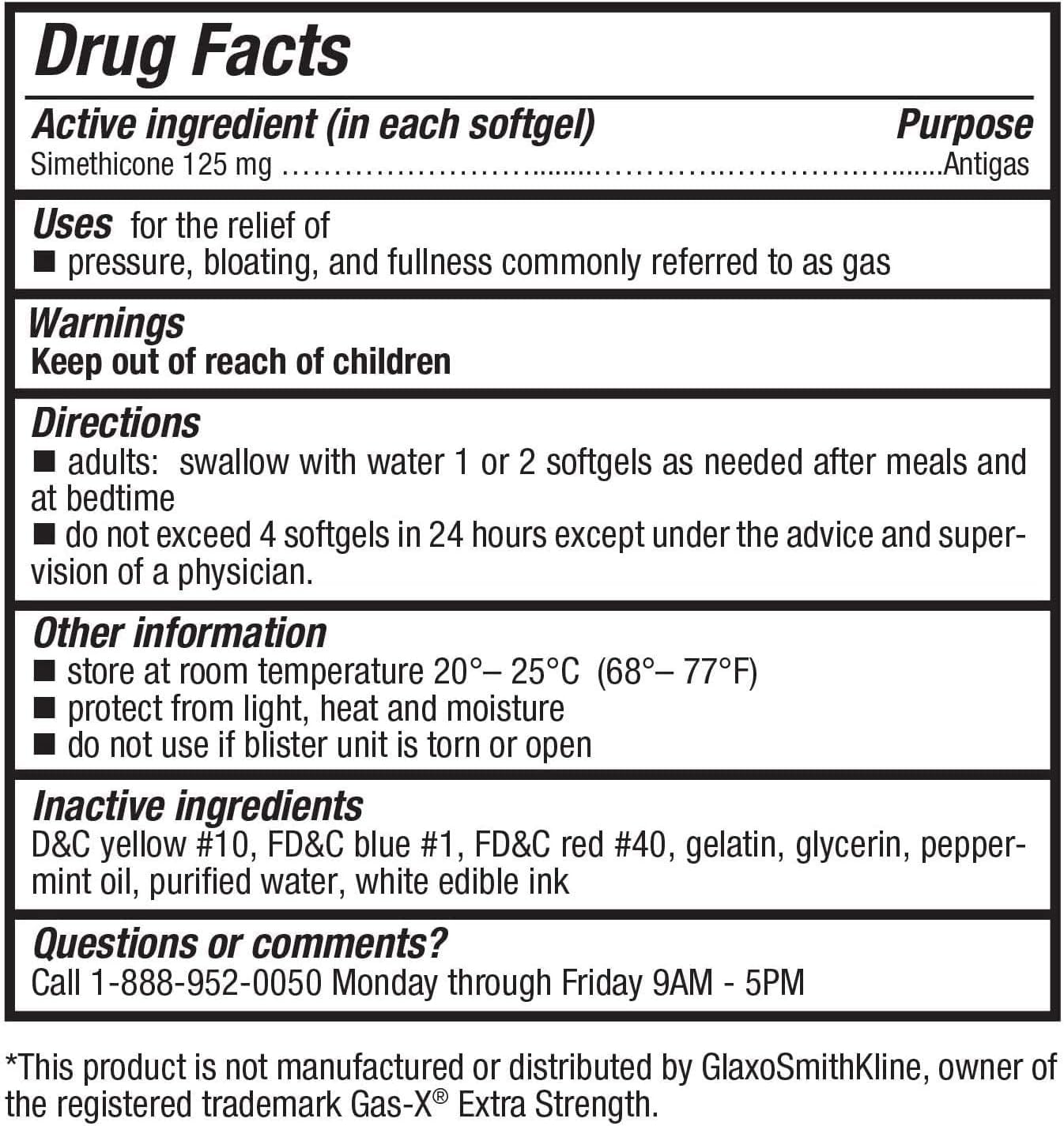 HealthA2Z Gas Relief Simethicone 125mg | Fast Gas Relief, Anti Flatulence | 365 Count (Pack of 2)