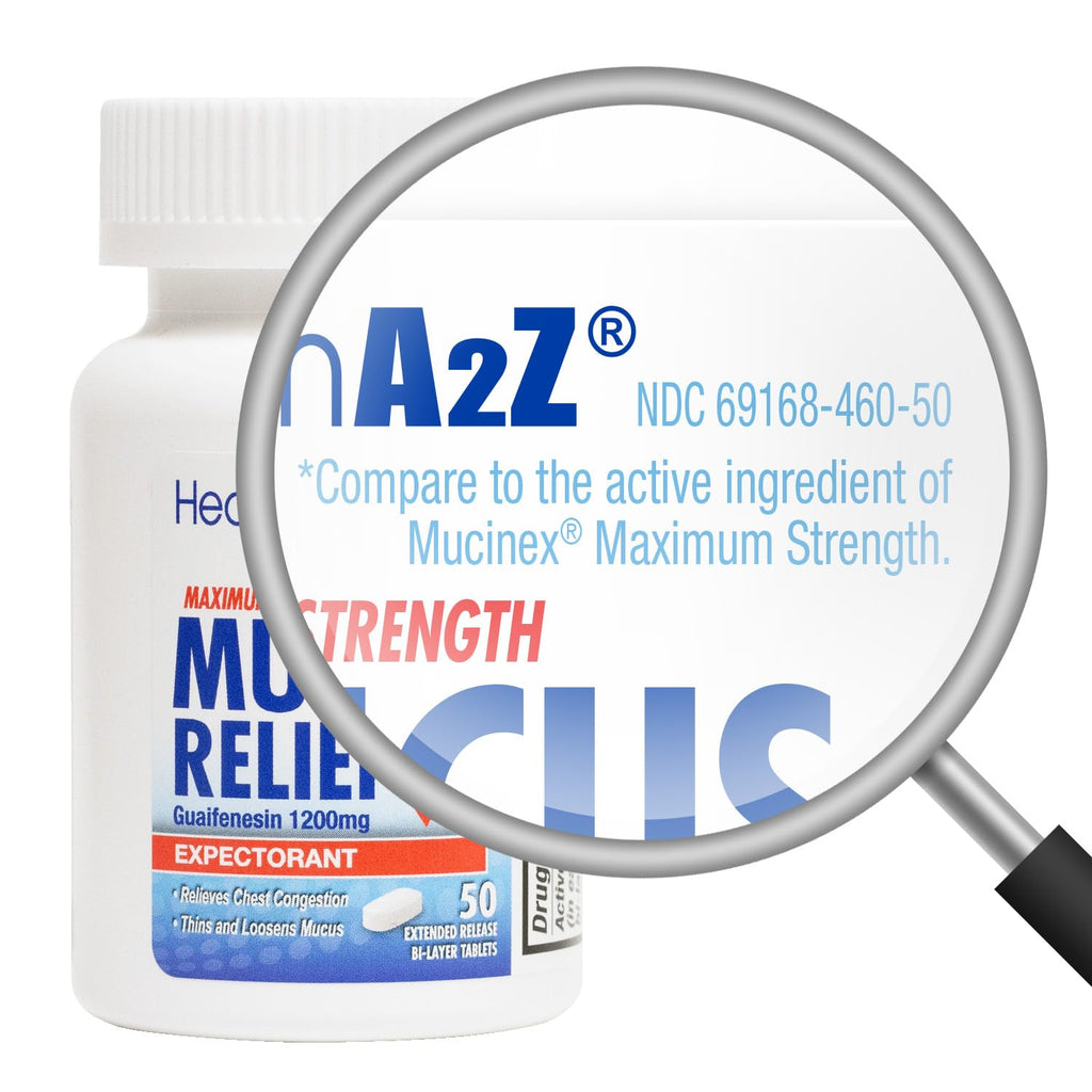 HealthA2Z Mucus Relief – Guaifenesin 1200 mg, 50 Tablets, 12-Hour Expectorant