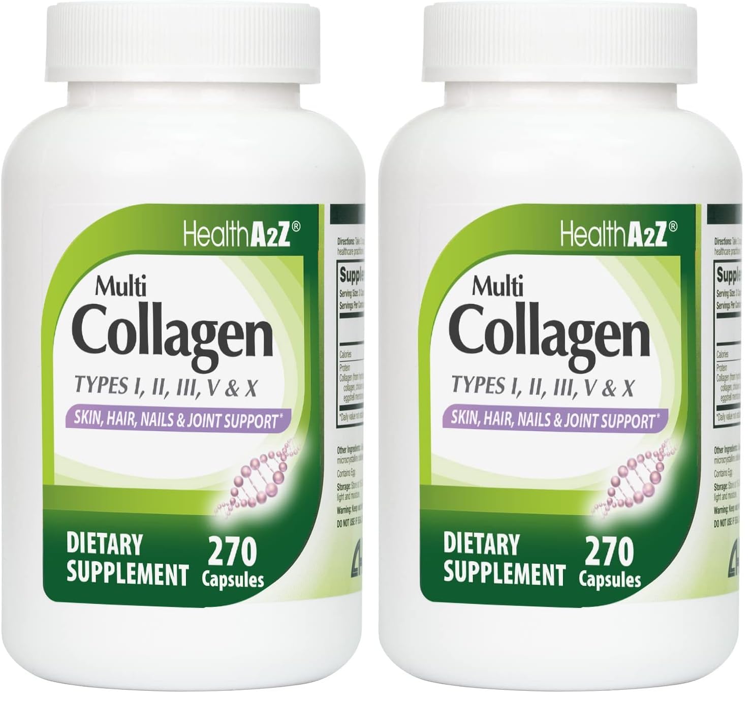 HealthA2Z Multi Collagen Pills – 1735 mg, 270 Capsules | Skin, Hair, Nails & Joints (Pack of 2)