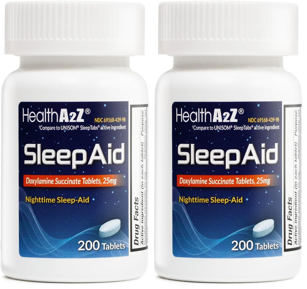 HealthA2Z Sleep Aid | Doxylamine Succinate 25 mg | 200 Count Pack (Pack of 2)
