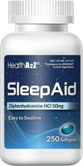 HealthA2Z Sleep Aid Softgels 50mg Diphenhydramine, 250 Count