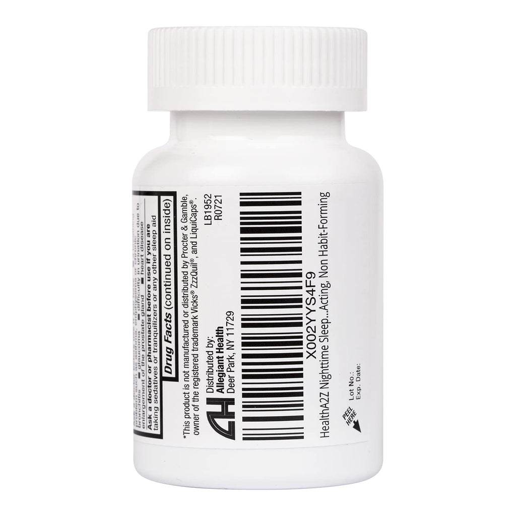 HealthA2Z Sleep Aid Softgels – Diphenhydramine HCl 25 mg, Non-Habit Forming, 96 Softgels