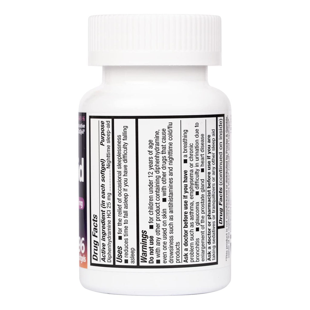 HealthA2Z Sleep Aid Softgels – Diphenhydramine HCl 25 mg, Non-Habit Forming, 96 Softgels