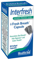 HealthAid Interfresh, 60 Soft Gel Capsules, Twice Daily, Fights Bad Breath and Aids in Digestion and Colon Health, Feel Fresh All Day Long