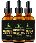 Healthergize Hemp Oil Premium, Non-GMO, Unrefined with Full Flavor and Natural Benefits, for Calm, Sleep, Discomfort - Product of The USA