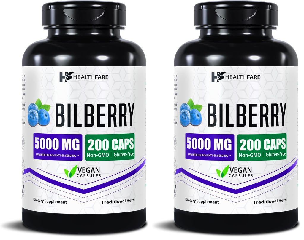 Healthfare Bilberry Eyes Supplement – 5000mg Extract, Vegan