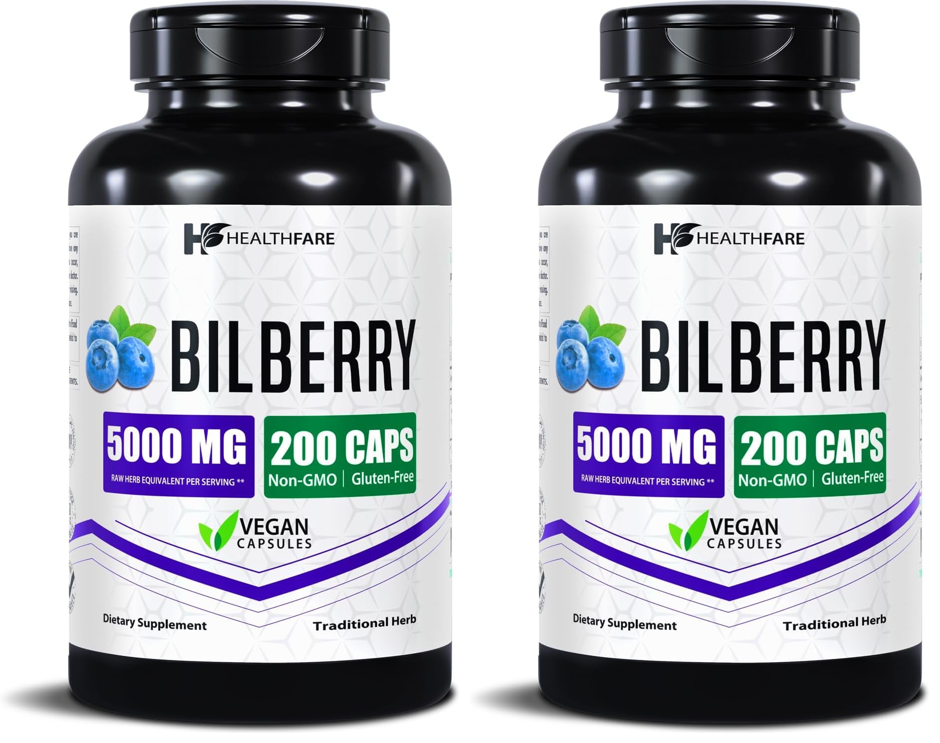 Healthfare Bilberry Eyes Supplement – 5000mg Extract, Vegan