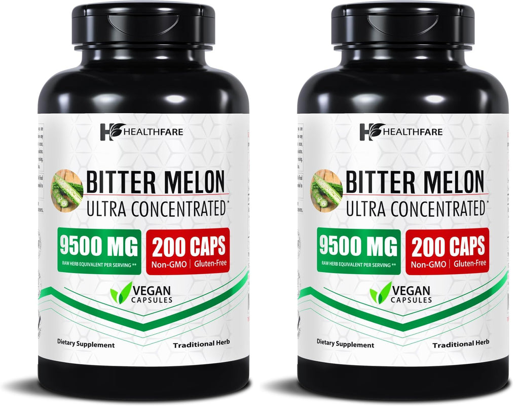 Healthfare Bitter Melon Extract 9500mg – 200 Vegan Capsules – Made in USA
