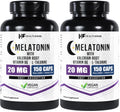 Healthfare Melatonin 20mg | 150 Veg Capsules | Complex with L-Theanine | Valerian Root & Vitamin B6 | Vegetarian Formula | Non-GMO | Gluten-Free | Made in The USA (Pack of 2)